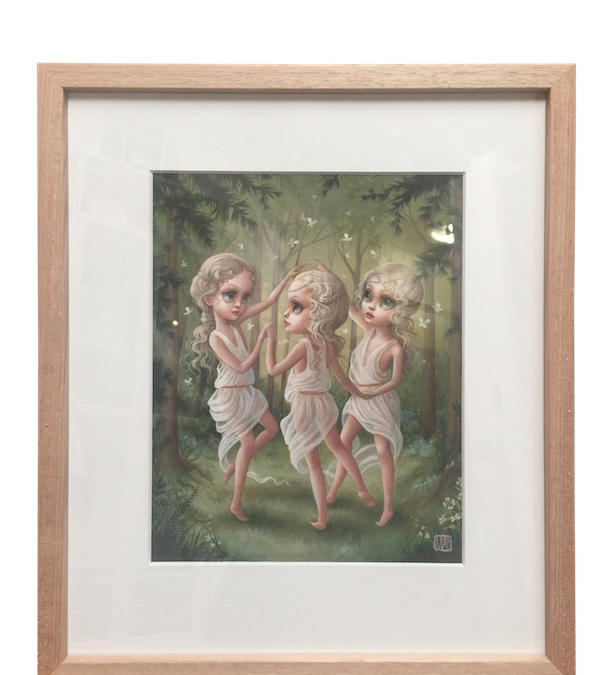 A fantasy limited edition print framed in a Tasmanian oak box frame with UV glass and a mat board surround.