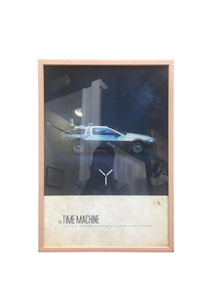 A Back to the Future movie poster framed in a Tasmanian oak frame with glass.