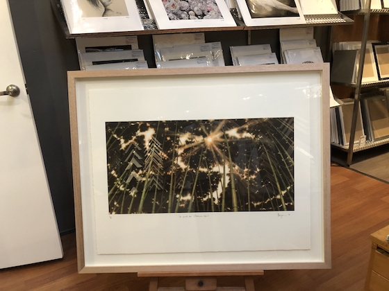 A limited edition photographic print floated on a mat board backing with a spacer to separate the UV glass from the print image.