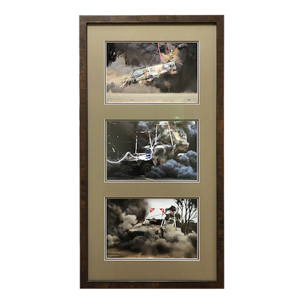 3 photos framed in a stained Tasmanian oak frame with double mats and UV glass.