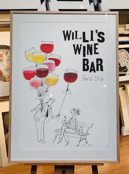 A Willi’s Wine Bar poster framed with a mat surround and our classical Tasmanian Oak box frame with glass